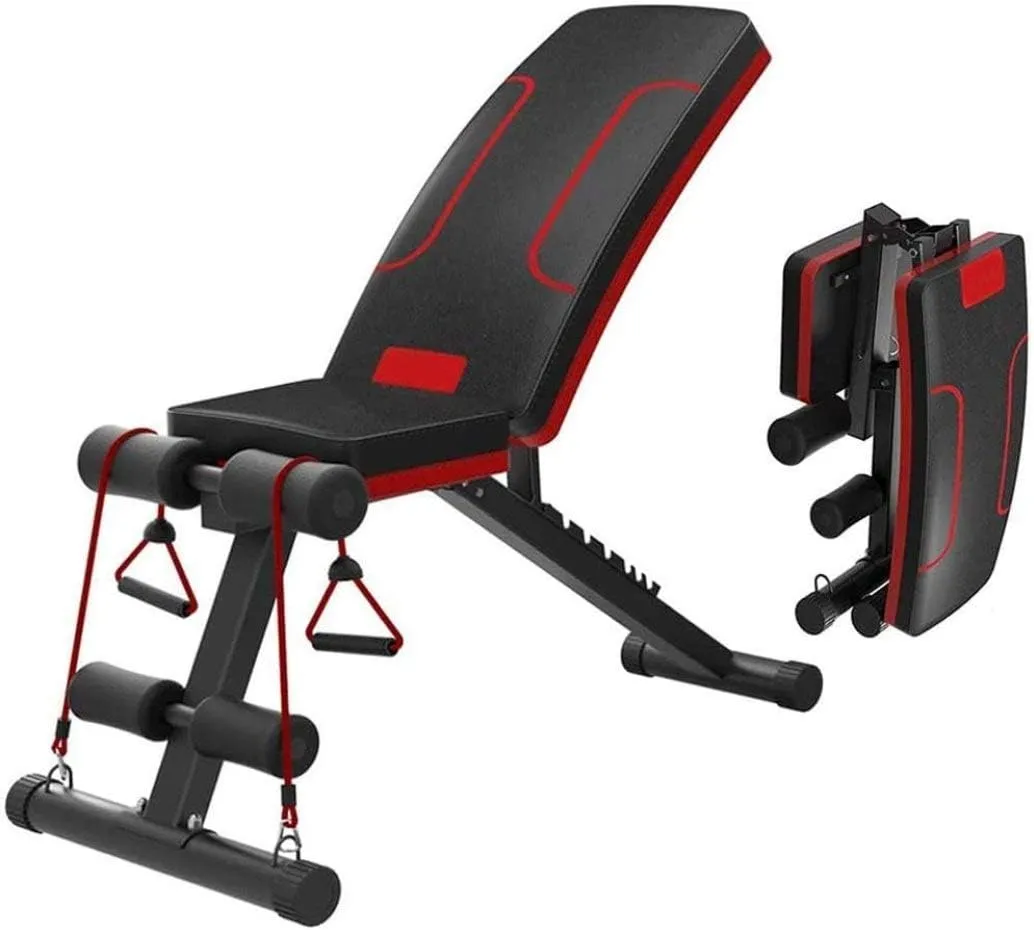 Weight Bench Adjustable Multi-Purpose Sit Up Bench Strength Training Gym Bench Easy to Carry Flat/Incline/Decline for Home Gym Black