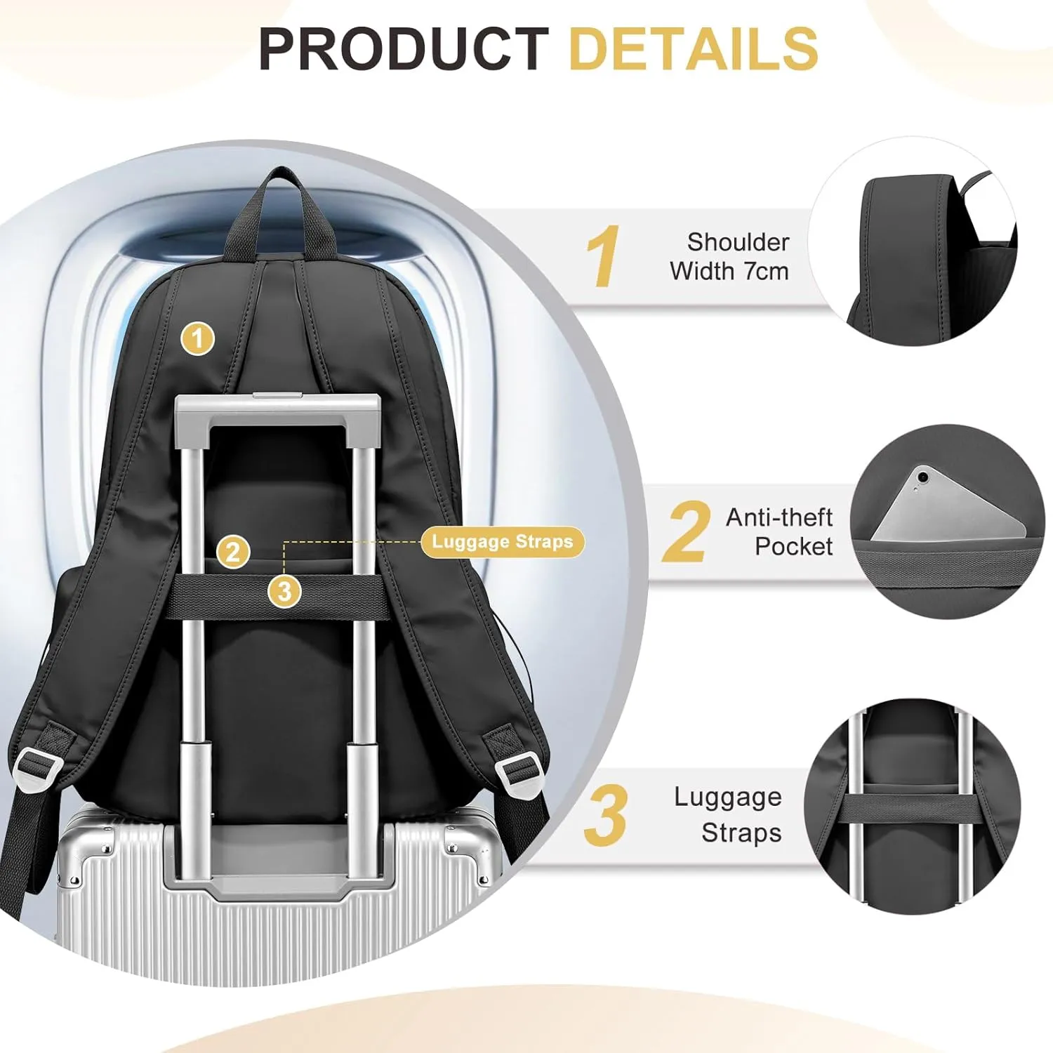 weradar Black Backpacks For School Waterproof Simple School Bag Casual College Backpack For Women Men Middle School Backpack Aesthetic Bookbag For Girls Boys