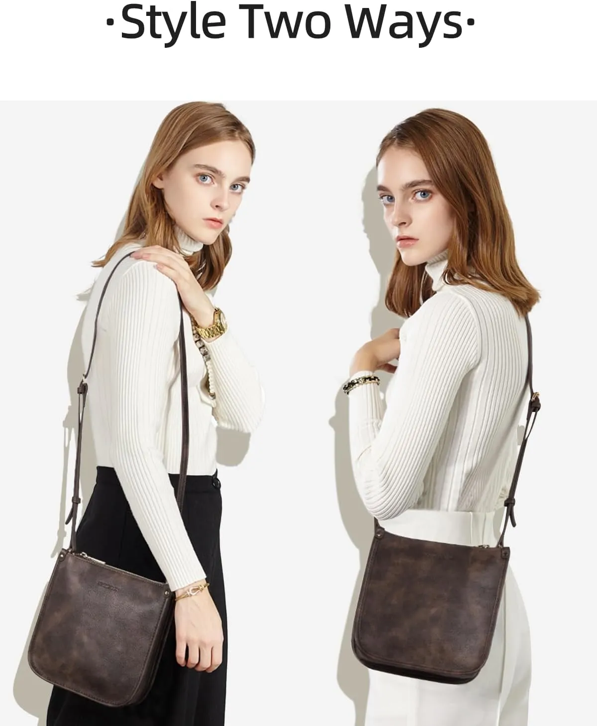 WESTBRONCO Crossbody Bag for Women Vegan Leather Wallet Purses Satchel Shoulder Bags Small Size