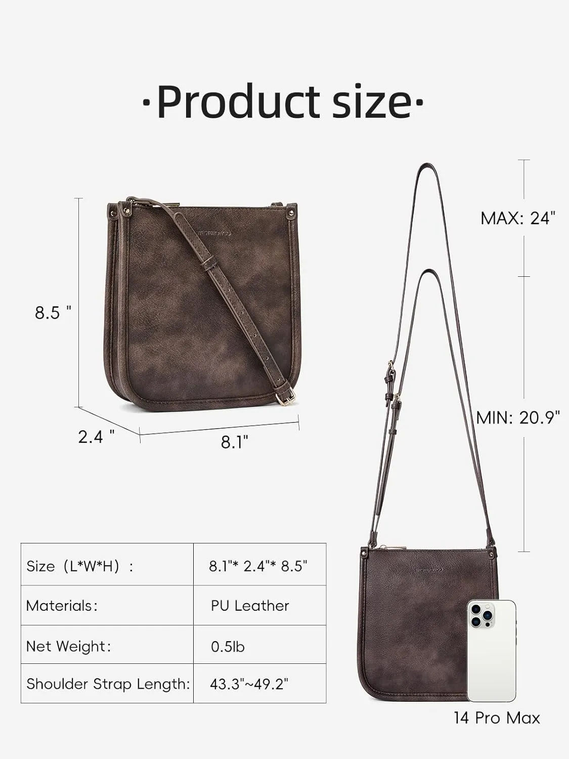 WESTBRONCO Crossbody Bag for Women Vegan Leather Wallet Purses Satchel Shoulder Bags Small Size