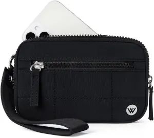 WESTBRONCO Wristlet Wallets for Women Nylon Quilted RFID Wallet with 3 Zipper Purse for Travel
