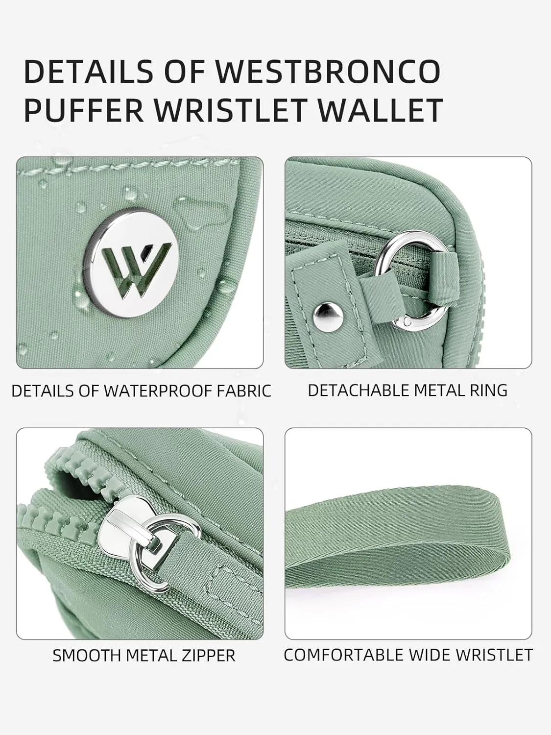 WESTBRONCO Wristlet Wallets for Women Nylon Quilted RFID Wallet with 3 Zipper Purse for Travel