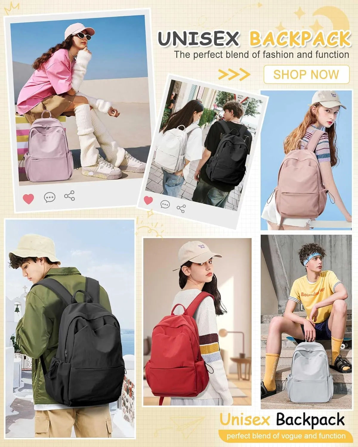 White Backpack for School, Small High School Bookbag Back Pack for Teens Girls Boys, College Backpack Book Bag for Women Men, Mini Simple Casual Daypack Backpack Mochilas Escolares para Adolescentes