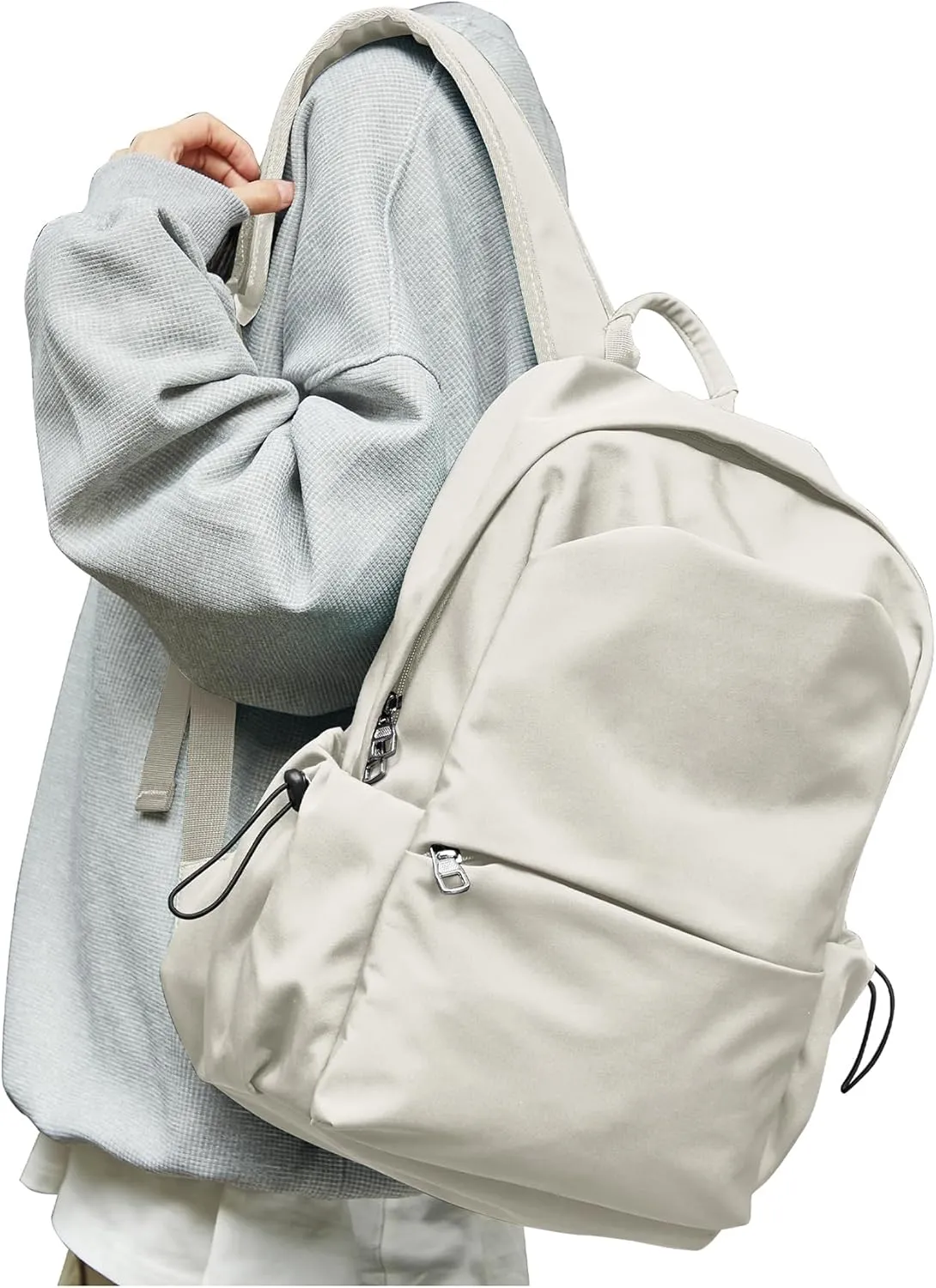 White Backpack for School, Small High School Bookbag Back Pack for Teens Girls Boys, College Backpack Book Bag for Women Men, Mini Simple Casual Daypack Backpack Mochilas Escolares para Adolescentes