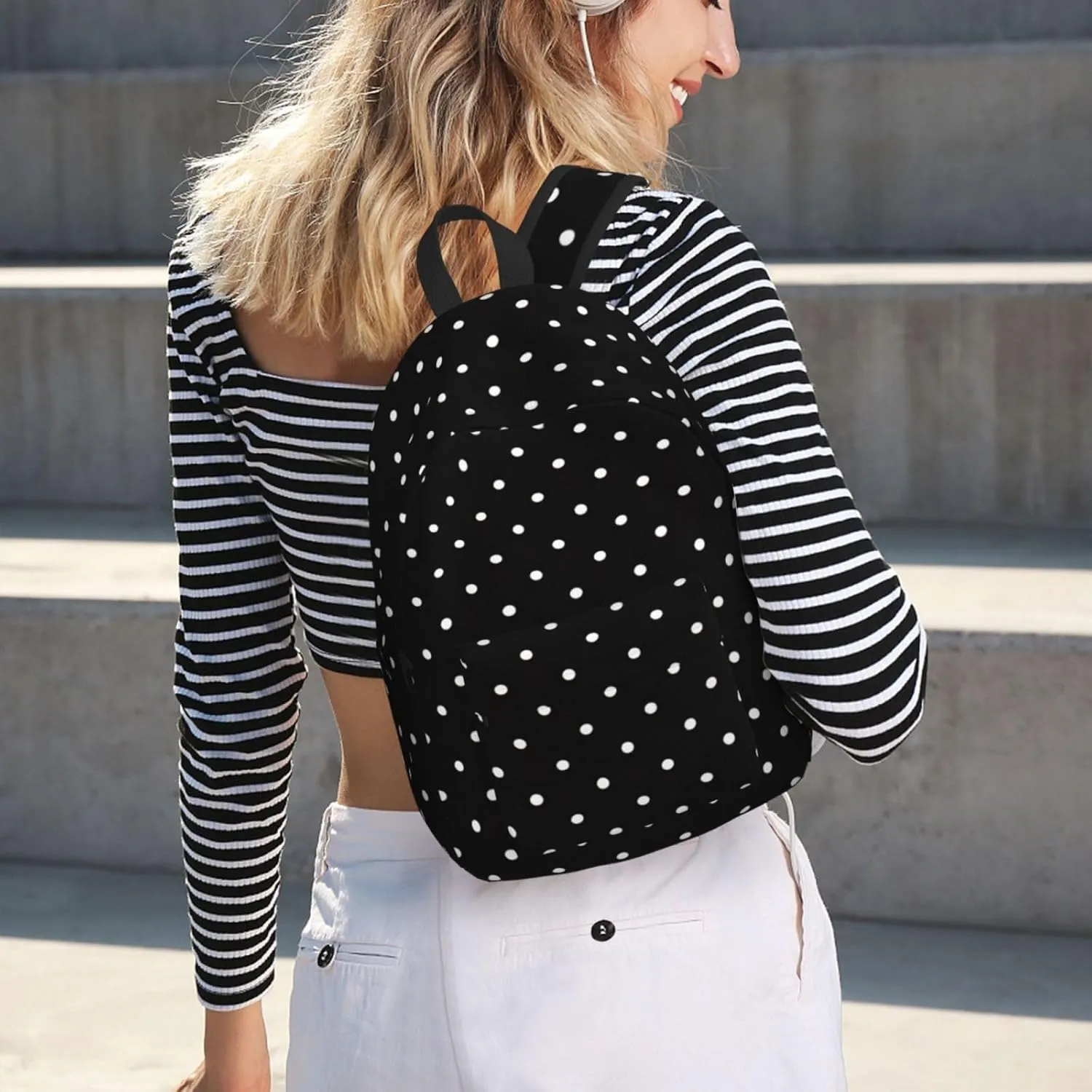 White Dot Pattern print Laptop Backpack for Women Men,Bookbag Casual Daypackfor College Work for Travel Computer