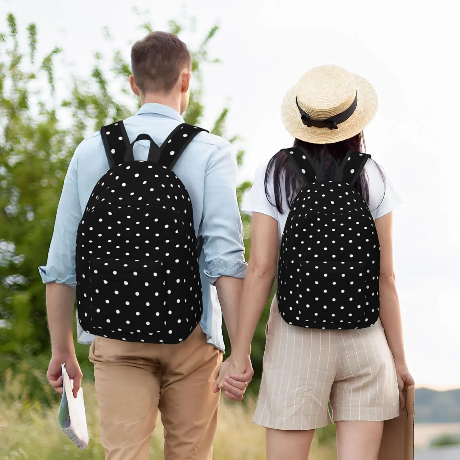 White Dot Pattern print Laptop Backpack for Women Men,Bookbag Casual Daypackfor College Work for Travel Computer