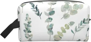 White Natural Greenery Twig Print Travel Cosmetic Large Capacity Zippered Storage Bag For Toiletries Daily Essentials