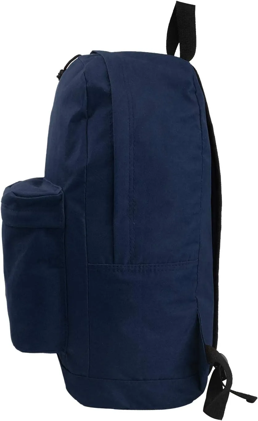 Wholesale Classic Backpack 18 inch Basic Bookbag Bulk Cheap Case Lot of 36pcs Simple Schoolbag Promotional Backpacks Non Profit Student School Book Bags Vintage Daypack Navy Blue