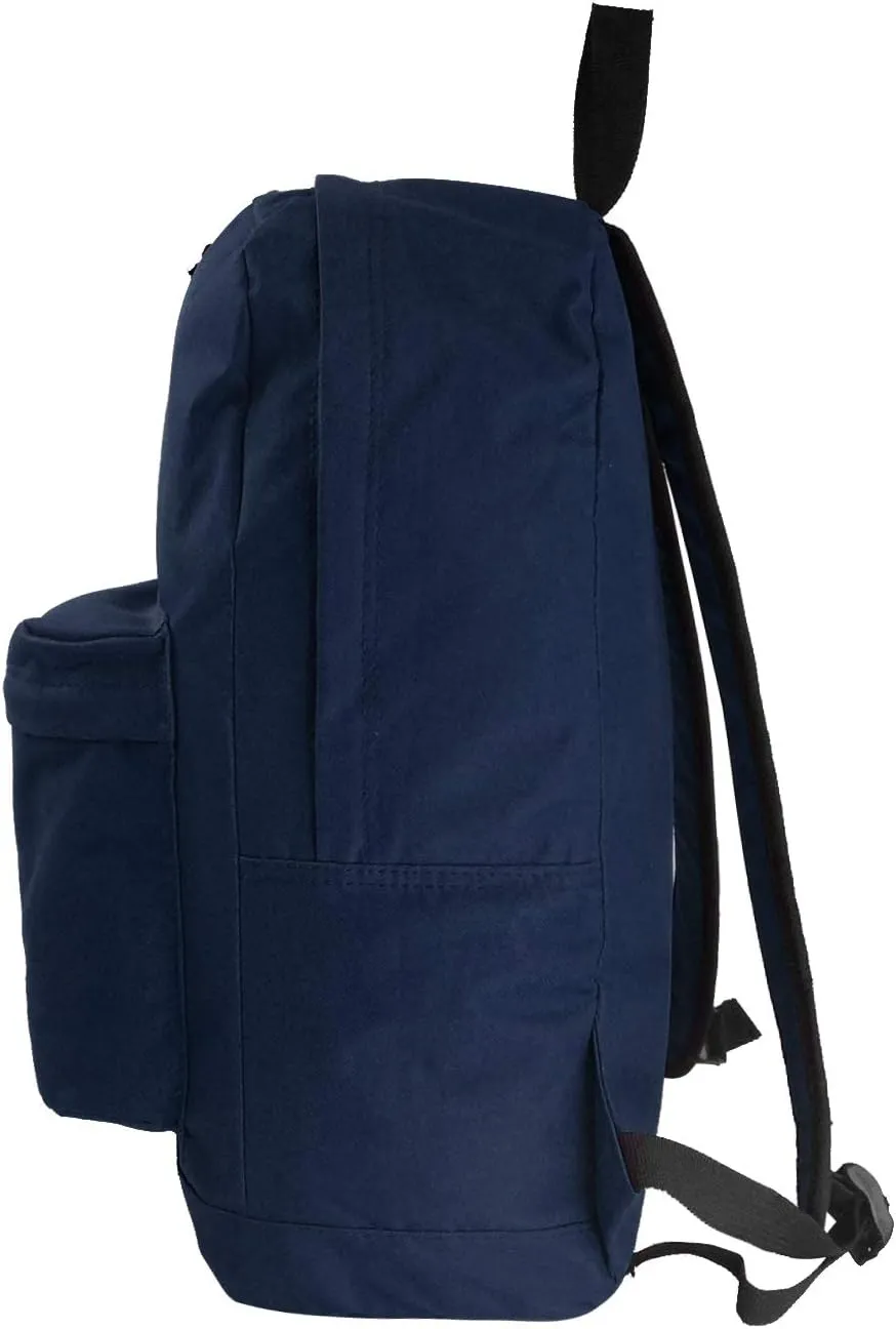 Wholesale Classic Backpack 18 inch Basic Bookbag Bulk Cheap Case Lot of 36pcs Simple Schoolbag Promotional Backpacks Non Profit Student School Book Bags Vintage Daypack Navy Blue