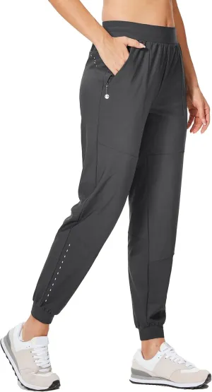 Willit Women's Athletic Joggers Pants Running Workout Quick Dry Pants Lightweight with Zipper Pockets