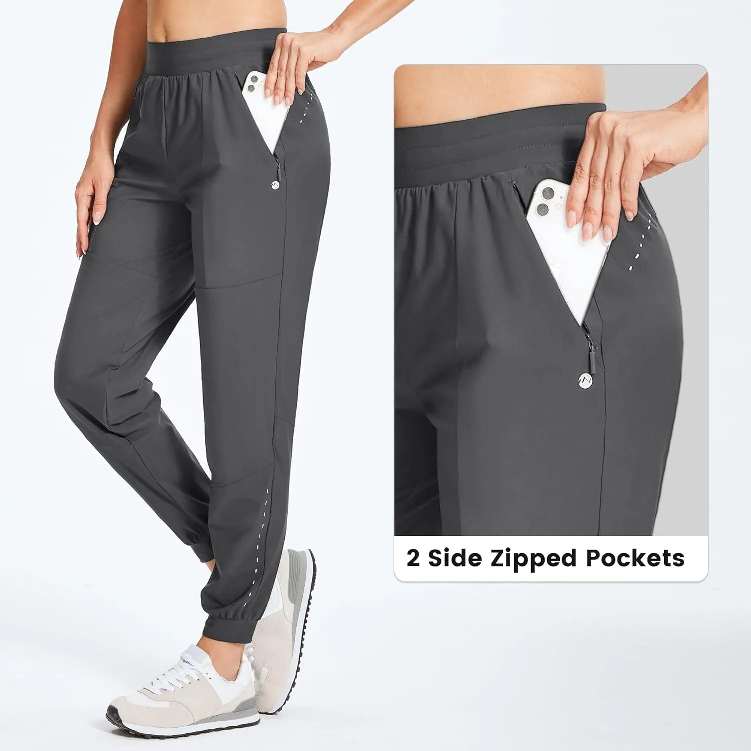 Willit Women's Athletic Joggers Pants Running Workout Quick Dry Pants Lightweight with Zipper Pockets