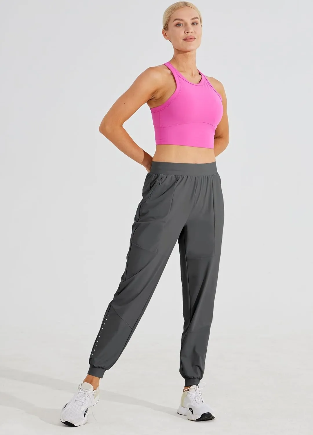 Willit Women's Athletic Joggers Pants Running Workout Quick Dry Pants Lightweight with Zipper Pockets