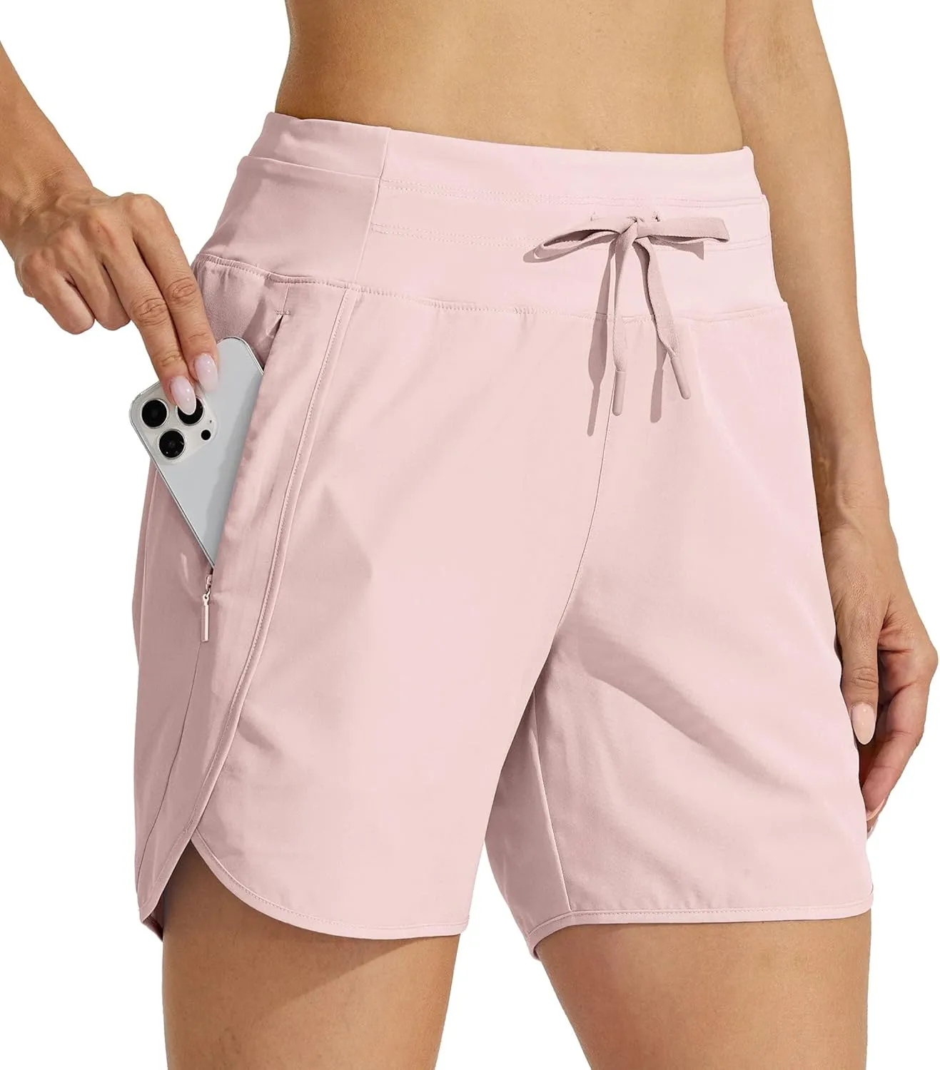 Willit Women's Athletic Running Shorts 5" Quick Dry Workout Hiking High Waisted Active Gym Exercise Zipper Pocket