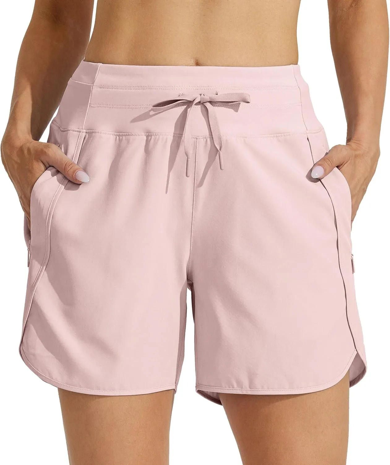 Willit Women's Athletic Running Shorts 5" Quick Dry Workout Hiking High Waisted Active Gym Exercise Zipper Pocket