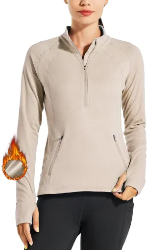 Willit Women's Fleece Running Jacket Pullover Thermal Equestrian Shirt Golf Shirt Long Sleeve Half Zip Exercise Winter Gear