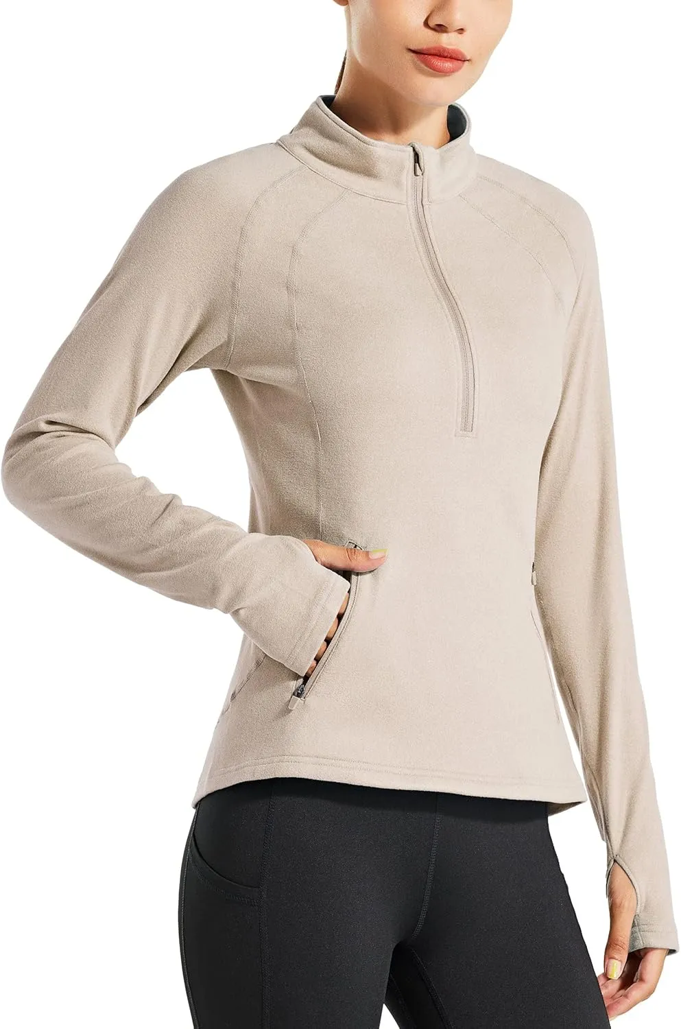 Willit Women's Fleece Running Jacket Pullover Thermal Equestrian Shirt Golf Shirt Long Sleeve Half Zip Exercise Winter Gear