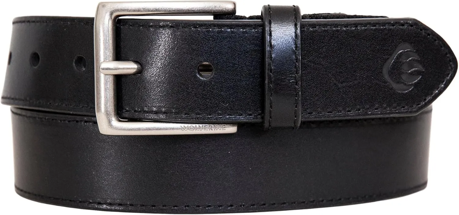 Wolverine Men's Stretch Leather Belt | Heavy Duty | Utility | Durable | Casual | Classic | Comfort | Metal Buckle
