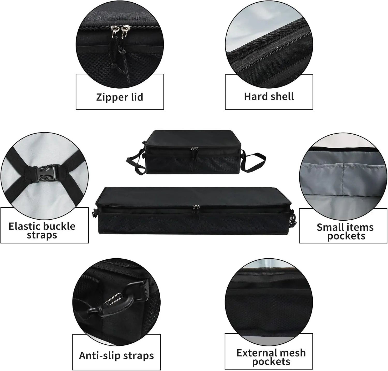 WOMACO Under Seat Storage Truck Tool Box Organizer for Truck, Underseat Storage Bae with Lid for Ford F150 F250 F350 (Black, for Truck Three Seats)