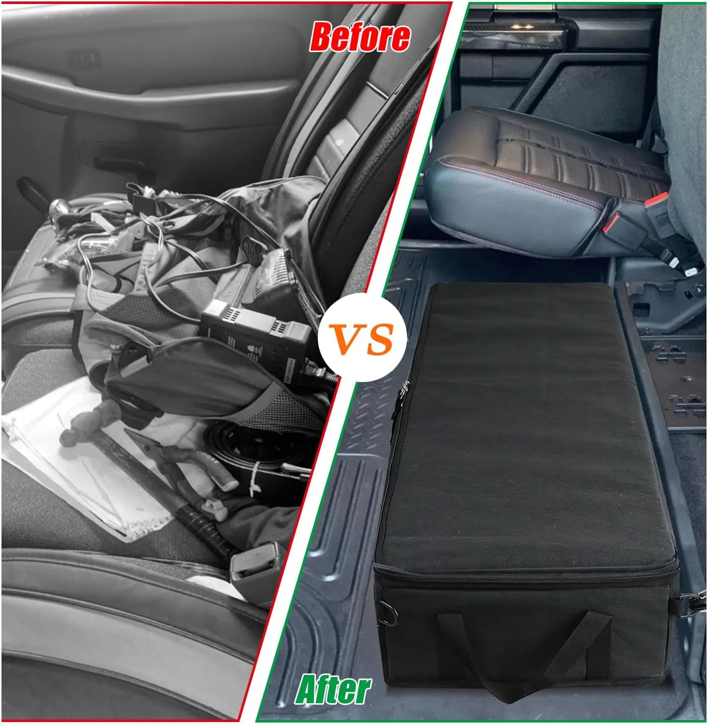 WOMACO Under Seat Storage Truck Tool Box Organizer for Truck, Underseat Storage Bae with Lid for Ford F150 F250 F350 (Black, for Truck Three Seats)