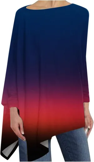 Women Cotton Linen Tshirt Tops, Trendy Plus Size Casual Blouse High Low Round Neck Tunic Tees Long Sleeves Blouses