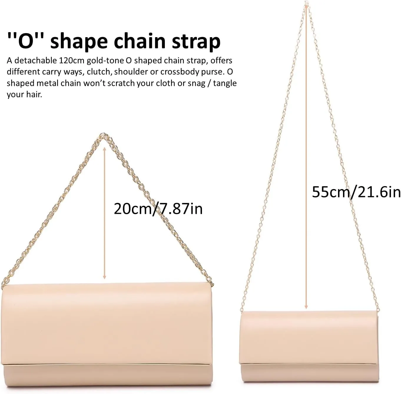 Women Evening Bag Vegan Leather Clutch Purse Shoulder Crossbody Envelope Bag for Party Wedding Prom Bridal