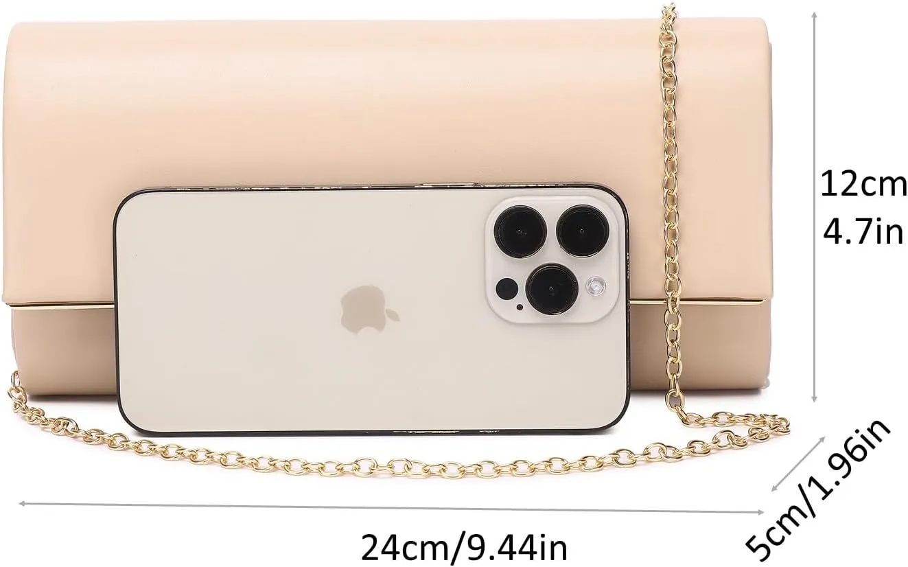 Women Evening Bag Vegan Leather Clutch Purse Shoulder Crossbody Envelope Bag for Party Wedding Prom Bridal