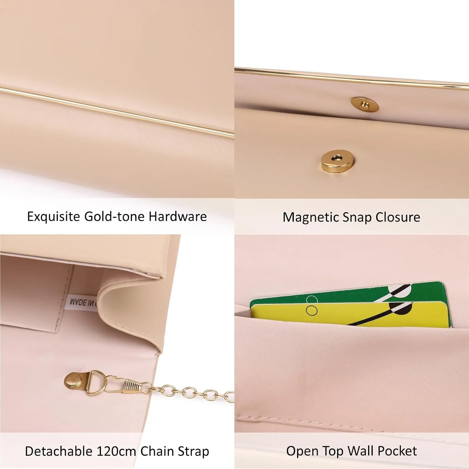 Women Evening Bag Vegan Leather Clutch Purse Shoulder Crossbody Envelope Bag for Party Wedding Prom Bridal