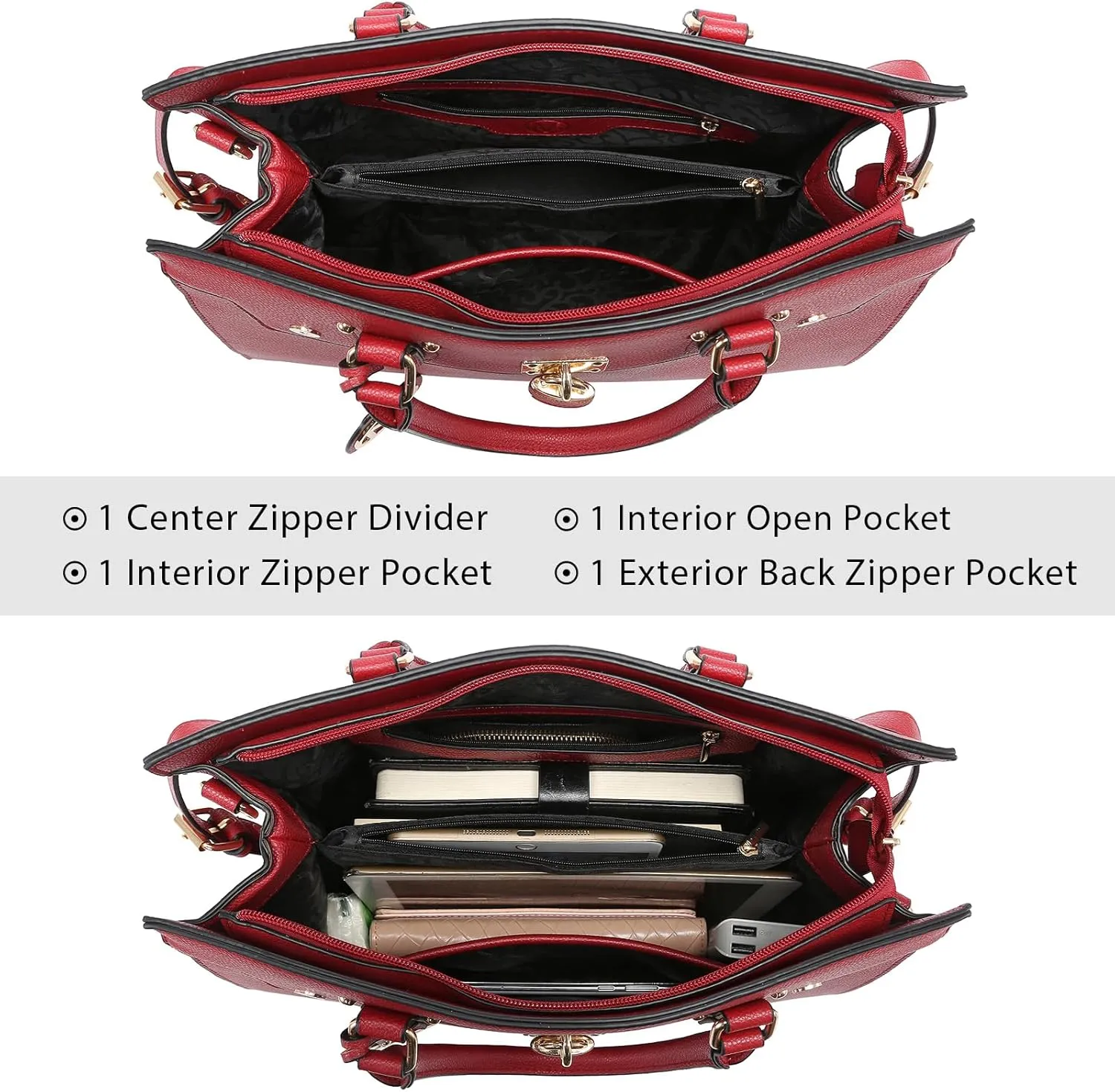 Women Handbags and Purses Fashion Satchel Tote Work Bags Top Handle Shoulder Purses with Matching Wristlet