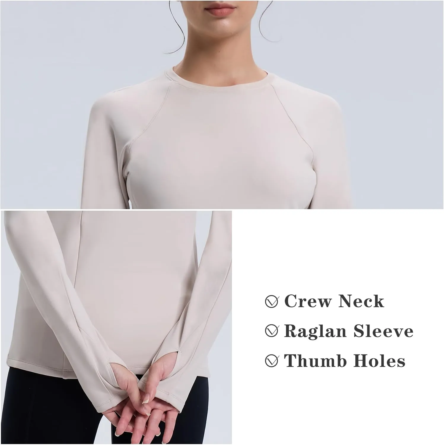 Women Thermal Long Sleeve Fleece Lined Shirts Running Workout Tops Cold Weather Gear Zipper Pockets