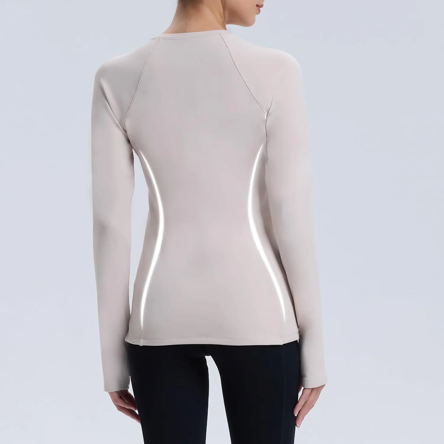 Women Thermal Long Sleeve Fleece Lined Shirts Running Workout Tops Cold Weather Gear Zipper Pockets