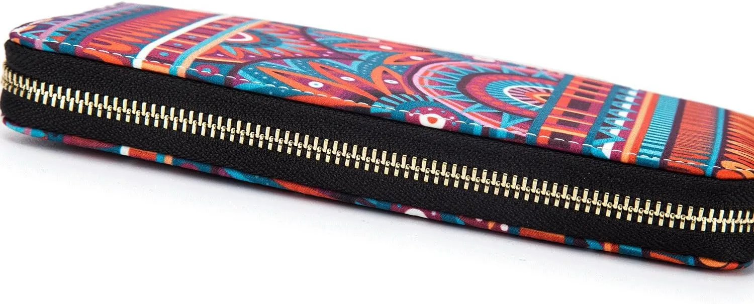 Women Wallet Card RFID For Womens Holder Blocking Credit Small Zipper Purse Pocket Bifold Slim Coin ID Ladies Wristlet Clutch Large Capacity Window Case Travel Zip Women's