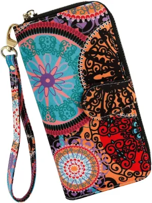 Women Wallet Card RFID For Womens Holder Blocking Credit Small Zipper Purse Pocket Bifold Slim Coin ID Ladies Wristlet Clutch Large Capacity Window Case Travel Zip Women's