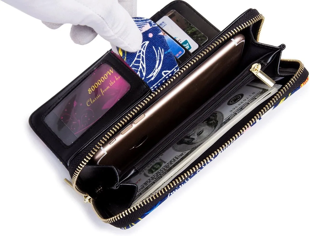 Women Wallet Card RFID For Womens Holder Blocking Credit Small Zipper Purse Pocket Bifold Slim Coin ID Ladies Wristlet Clutch Large Capacity Window Case Travel Zip Women's