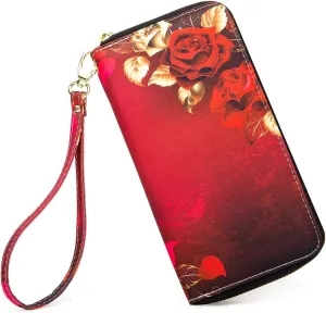 Women Wallet Card RFID For Womens Holder Blocking Credit Small Zipper Purse Pocket Bifold Slim Coin ID Ladies Wristlet Clutch Large Capacity Window Case Travel Zip Women's