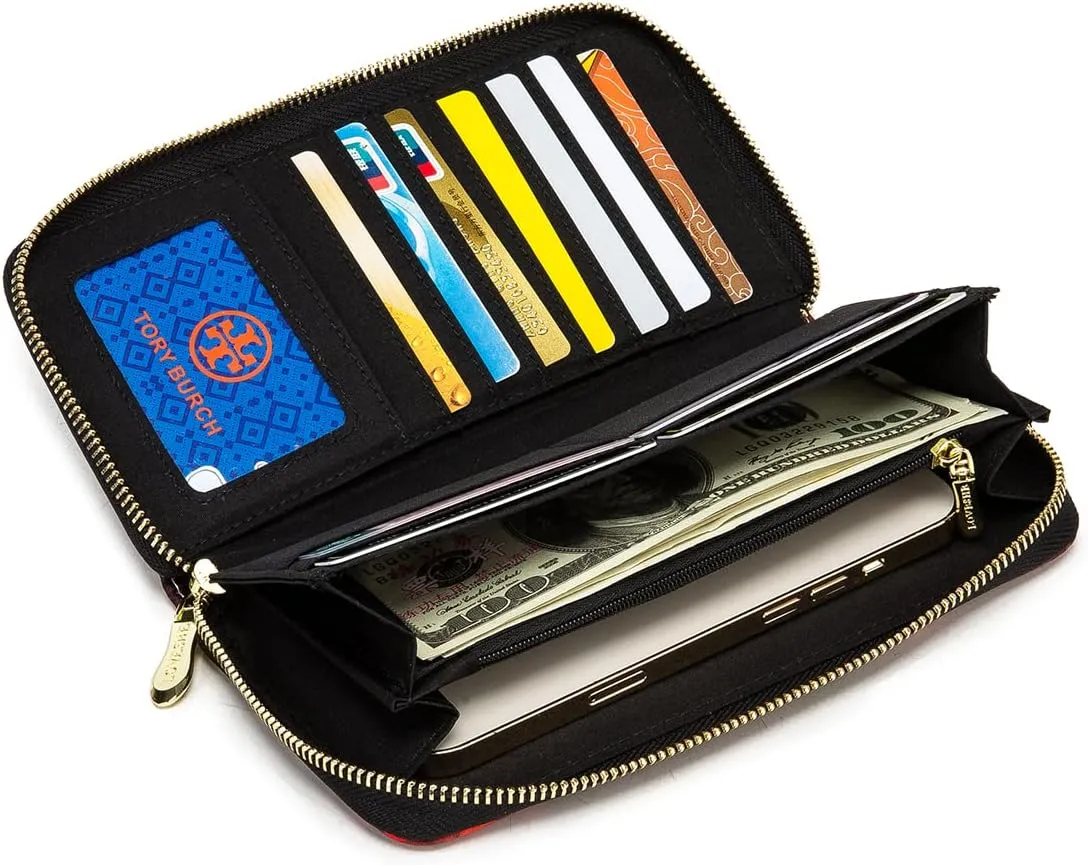 Women Wallet Card RFID For Womens Holder Blocking Credit Small Zipper Purse Pocket Bifold Slim Coin ID Ladies Wristlet Clutch Large Capacity Window Case Travel Zip Women's