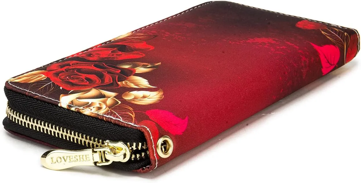 Women Wallet Card RFID For Womens Holder Blocking Credit Small Zipper Purse Pocket Bifold Slim Coin ID Ladies Wristlet Clutch Large Capacity Window Case Travel Zip Women's