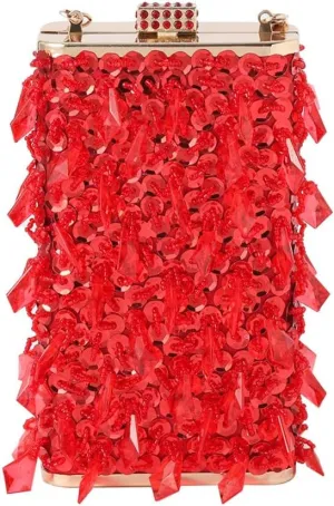 Women's Beaded Dinner Bag Handheld Bag Hard Box Small Square Bag Women's Dress Bag(C)