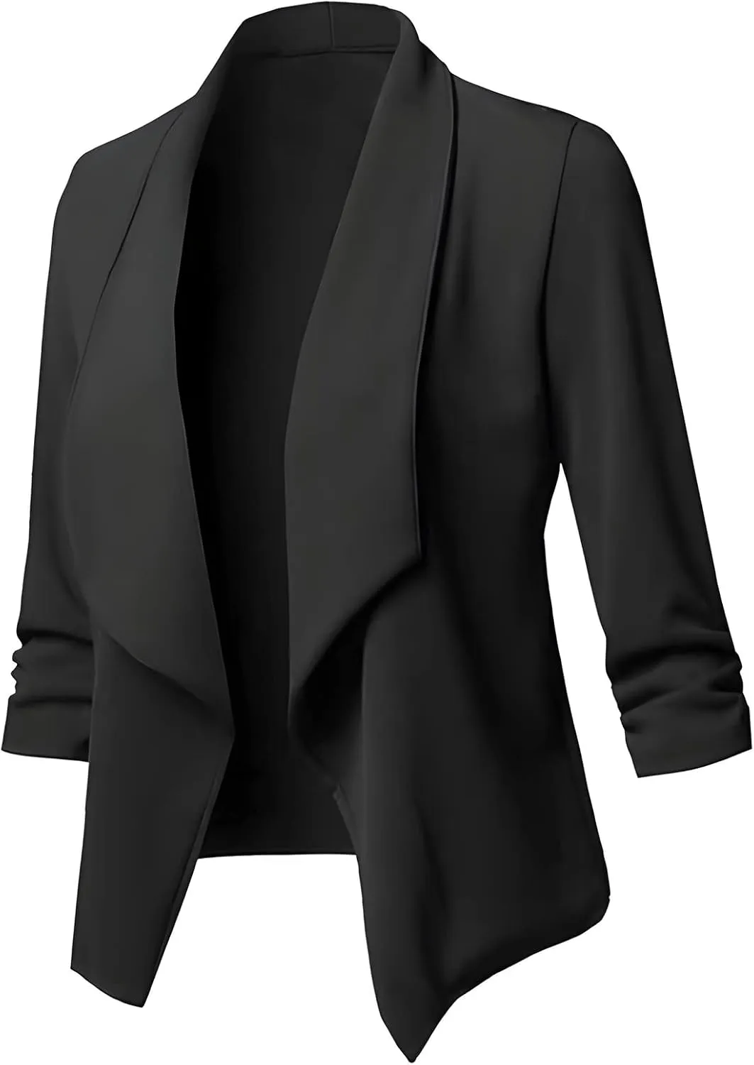Womens Casual Blazer Lightweight 3/4 Sleeves Short Open Front Office Jacket