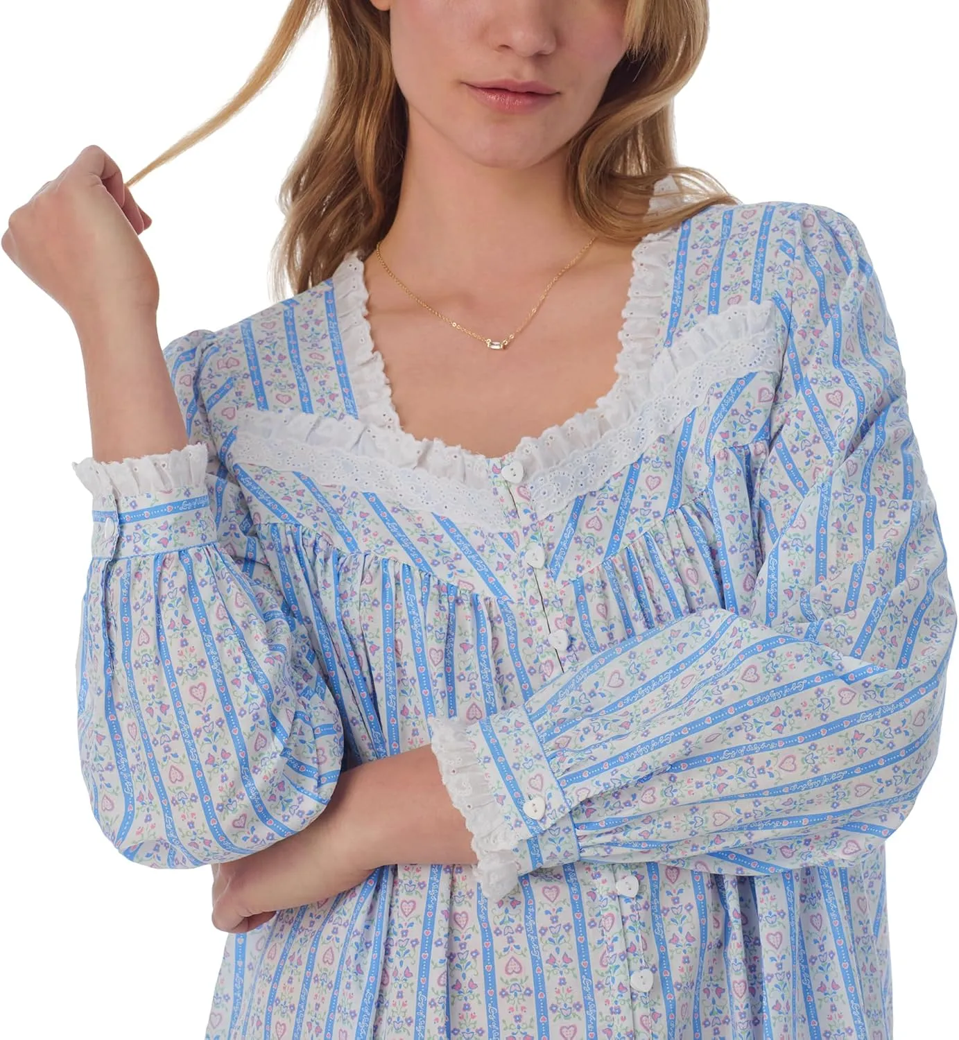 Women's Cotton Long Robe, Button Front, Long Sleeve, Soft & Lightweight Loungewear