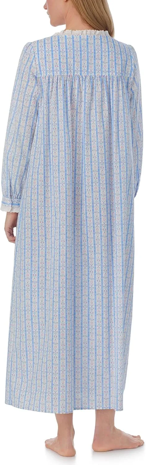 Women's Cotton Long Robe, Button Front, Long Sleeve, Soft & Lightweight Loungewear