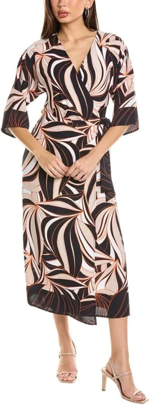 Womens Midi Wrap Dress, 4, Beige