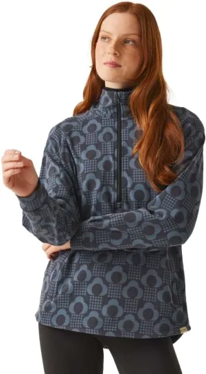 Womens Orla Kiely Half Zip Pullover Fleece - Rain Cloud Black - 12