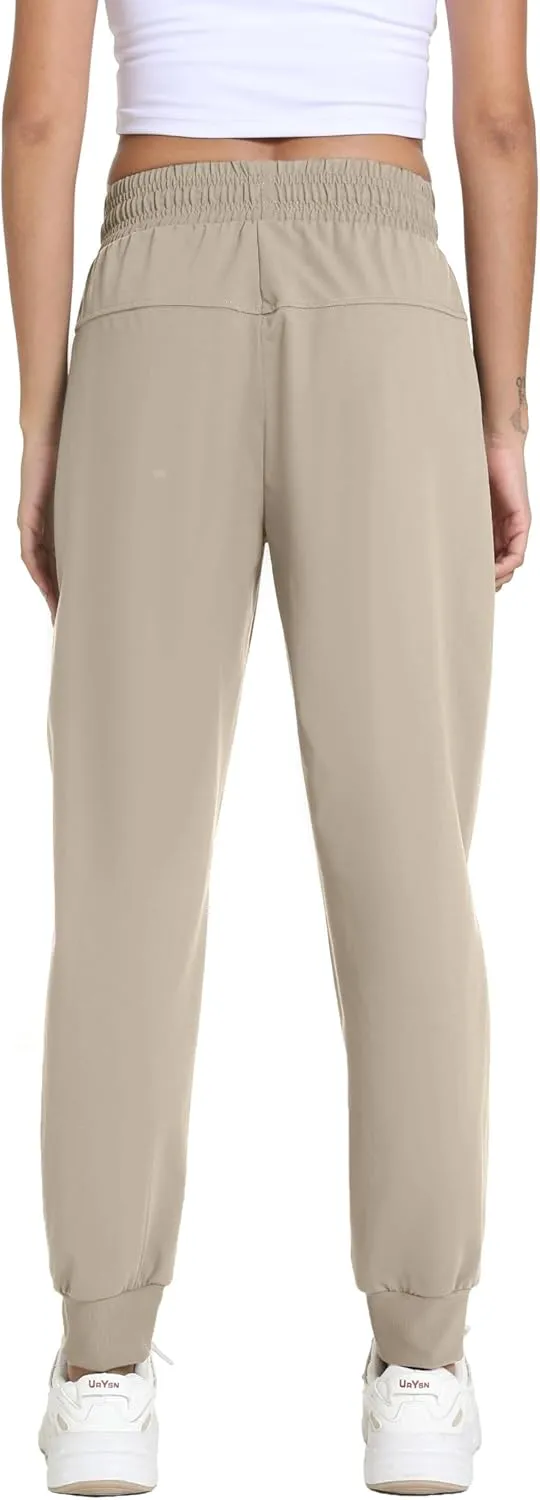 Women's Quick-Dry Lightweight Joggers - Elastic Waist Hiking Pants with Pockets for Outdoor, Athletic & Travel