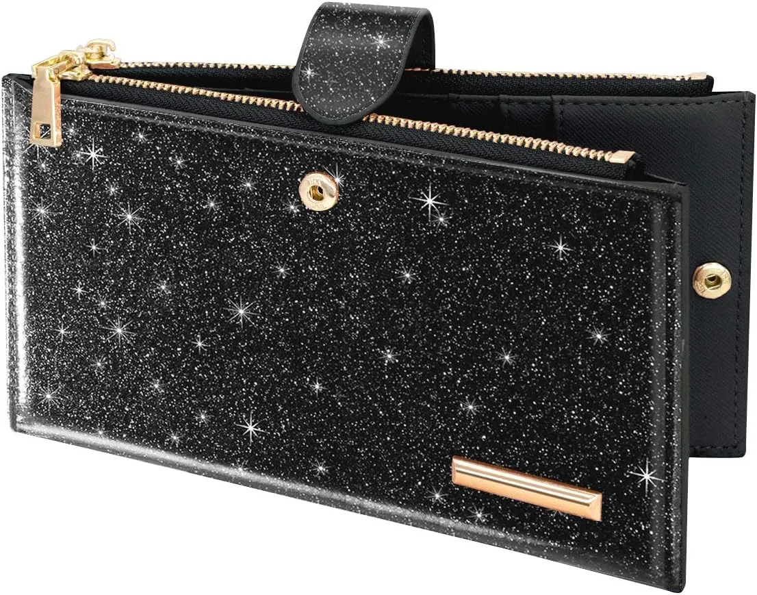 Womens RFID Blocking Large Capacity Wallet Multi Card Organizer Bifold Wallet for Women with Zipper Pocket