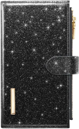 Womens RFID Blocking Large Capacity Wallet Multi Card Organizer Bifold Wallet for Women with Zipper Pocket
