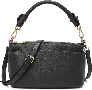Women's Small Crossbody Bags Lady Cow Leather Shoulder Handbag Purse with 3 Shoulder Straps
