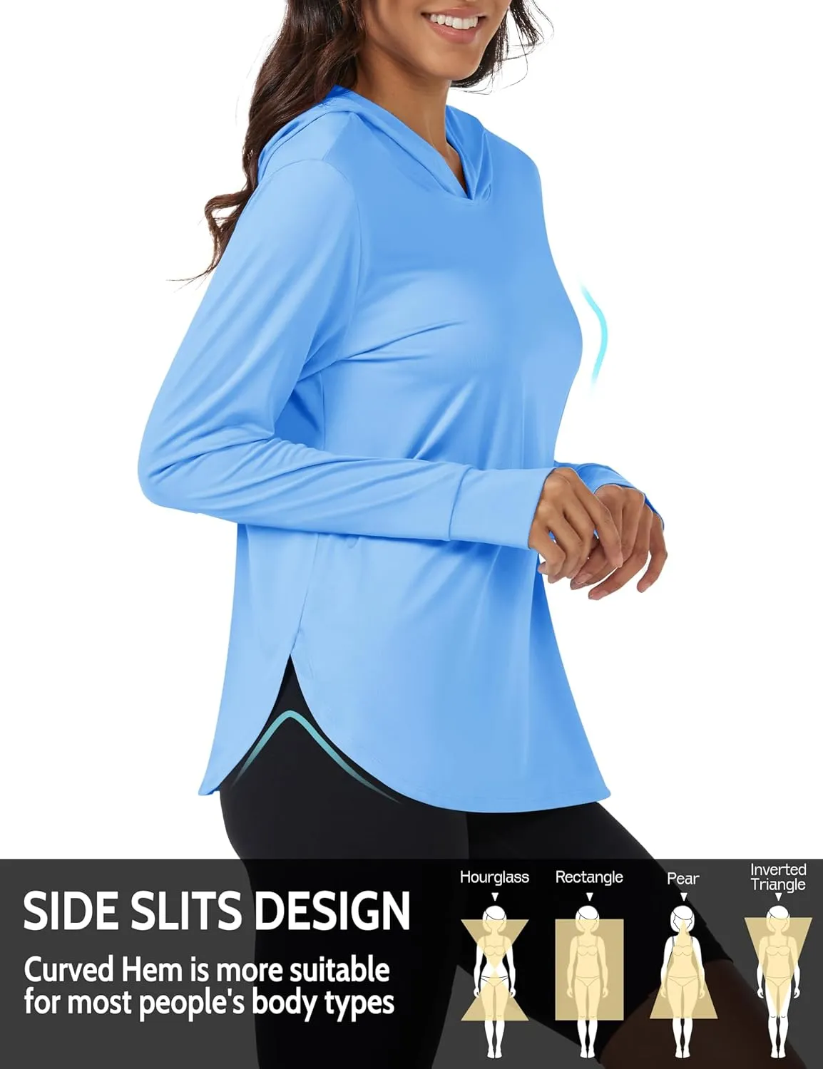 Womens Sun Protection Hoodies UPF 80  UV Shirts Long Sleeve Lightweight Hiking Fishing Workout Tops