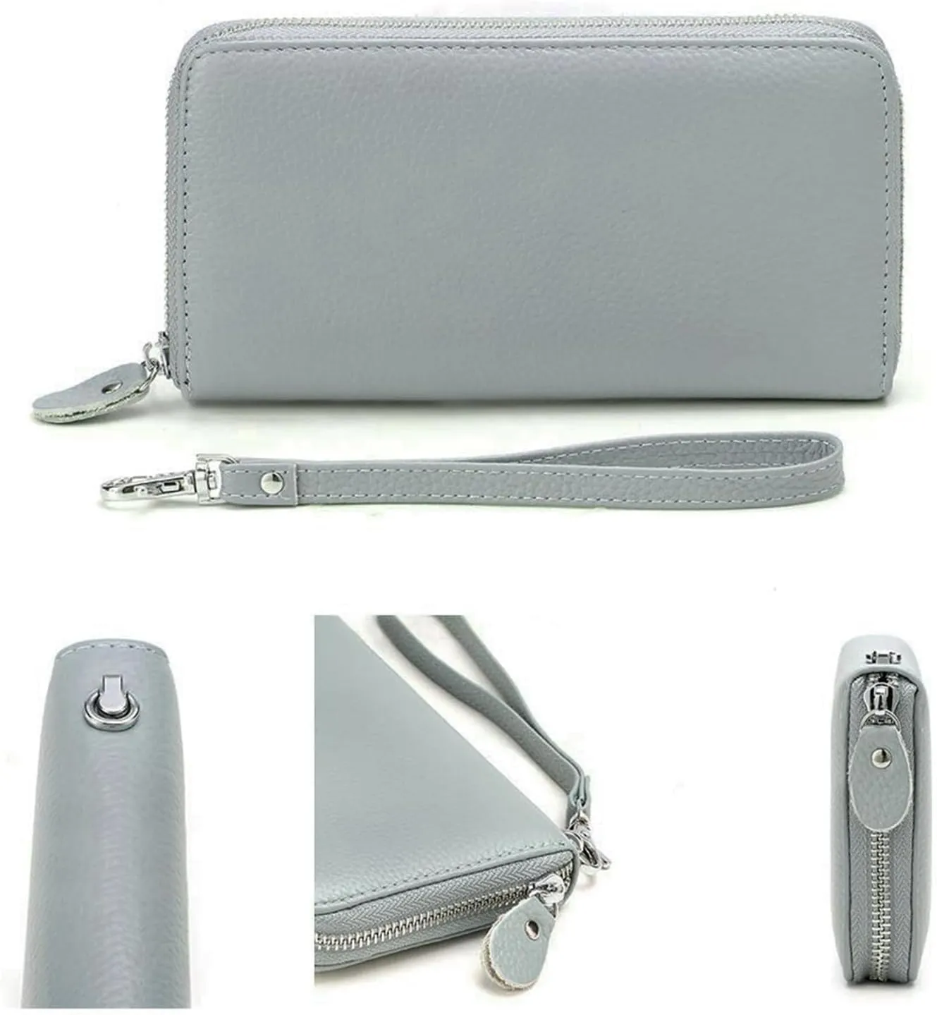 Womens Wallet RFID Blocking Genuine Leather Zip Around Wallet Clutch Wristlet Travel Long Purse for Women