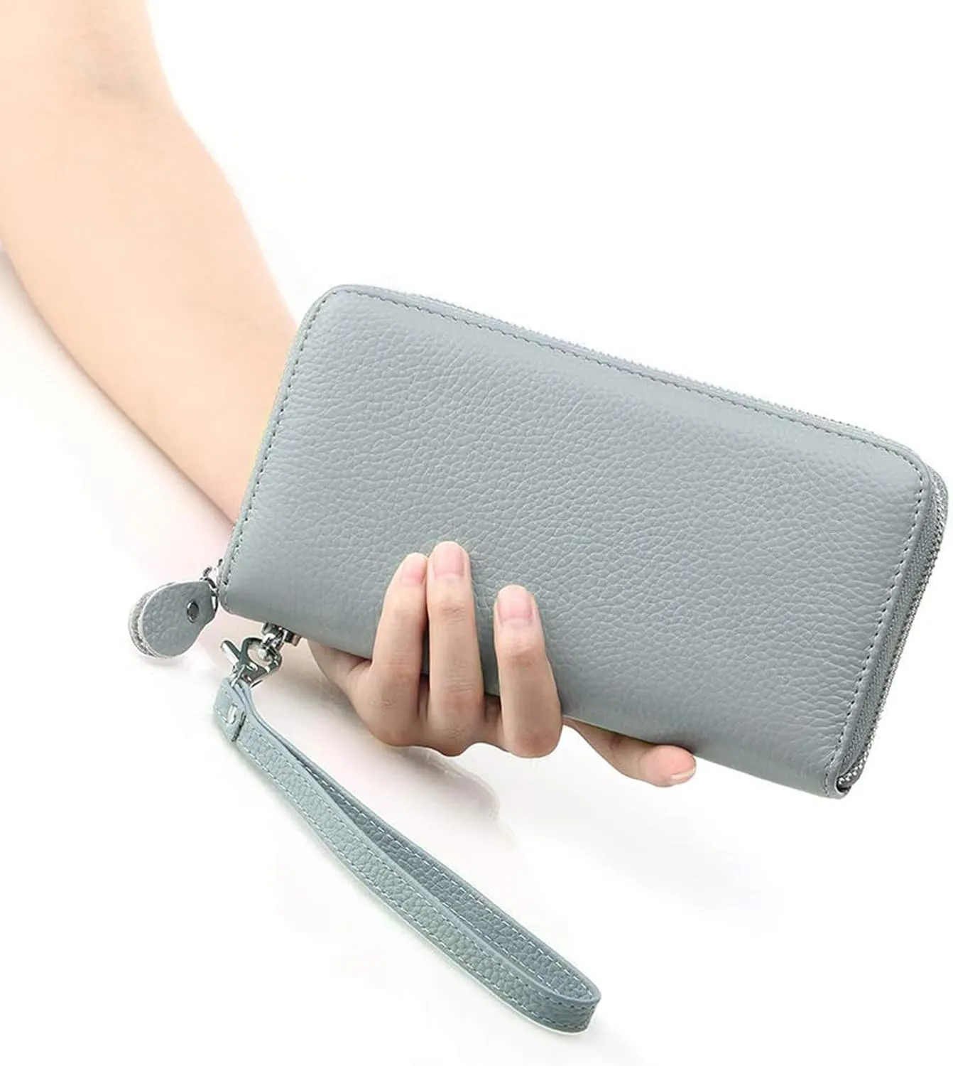 Womens Wallet RFID Blocking Genuine Leather Zip Around Wallet Clutch Wristlet Travel Long Purse for Women