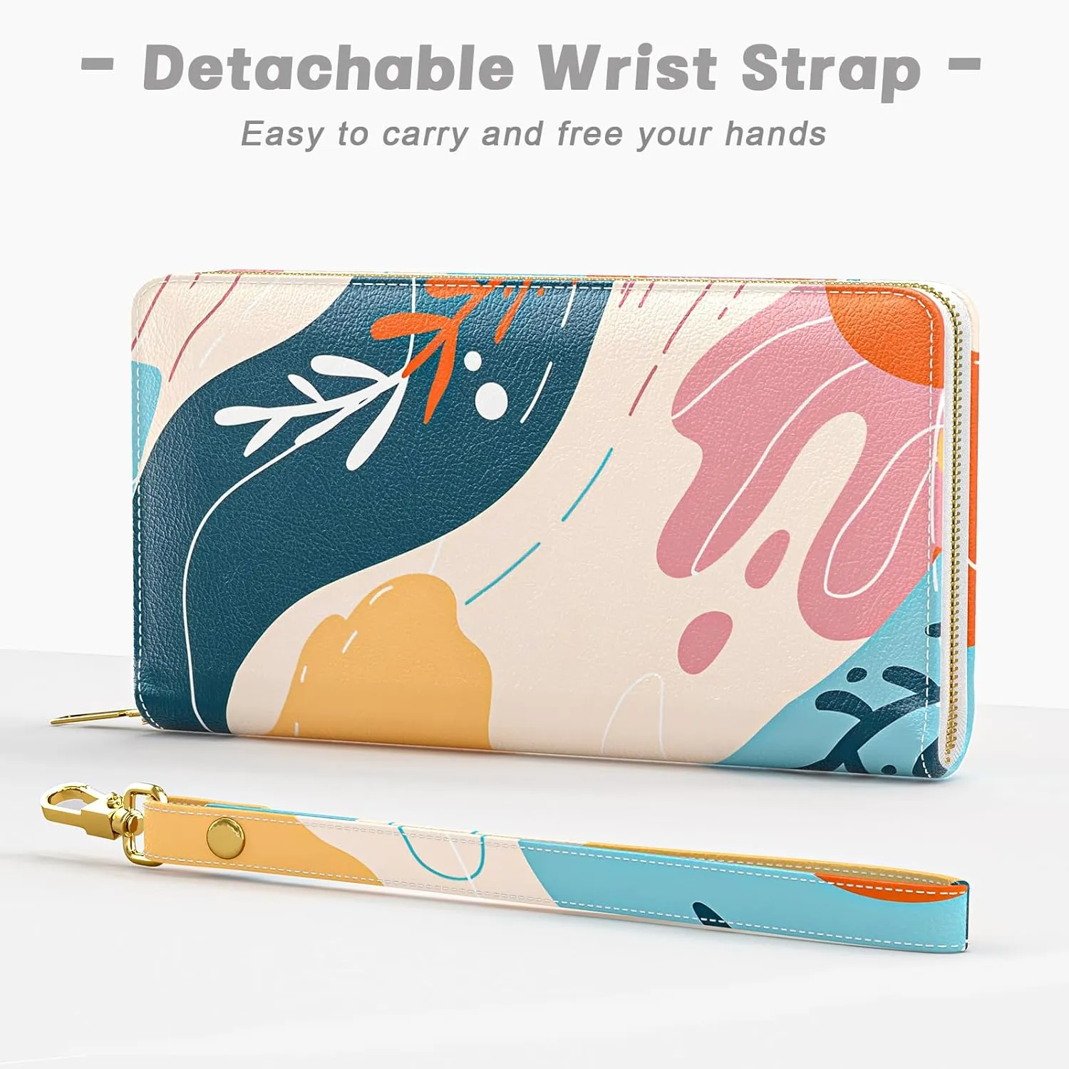 Womens Wallet, RFID Wristlet Wallets for Women, Ladies Clutch Purses, Large Travel Card Holder with Phone Holder
